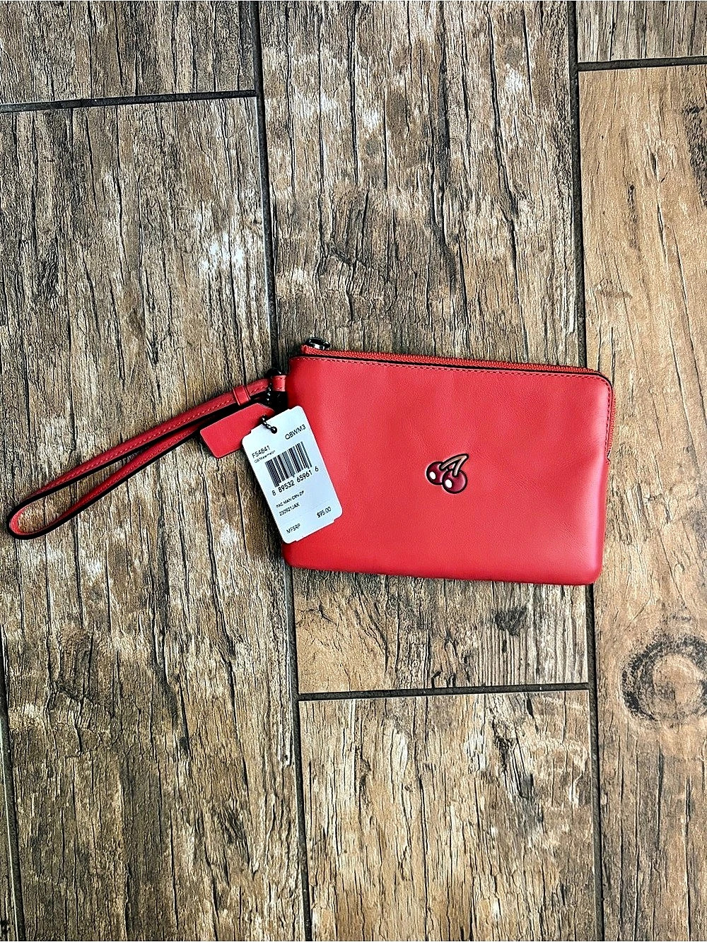NWT Coach x Pac-Man Cherry Corner Zip Wristlet Watermelon